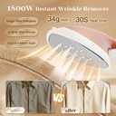 HAPAIS Steamer for Clothes, 1800W Professional Garment Steamer, 30s Heat-Up, 2-in-1 Flat & Hanging, 2L Detachable Water Tank, 60-Min Steam, 10 Fabric Modes, Leak-Proof for Suits & Delicate Fabrics