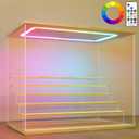 NONEMEY LED Acrylic Display Case, 6 Tier Display Case with RGB Lights, 358 Lighting Modes, Adjustable Brightness & Speed, Dustproof Display Box for Collectibles Figures, 19.6x12.5x16.5 in