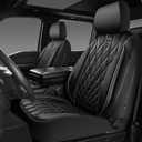 CAR PASS Piping Luxury Leather Two Front Car Seat Covers,Silver Glitter Waterproof Seat Cover Compatible with Front Seat Armrests,Universal Fit for Suvs,Vans,Trucks,Airbag Compatible(Black and Silver)