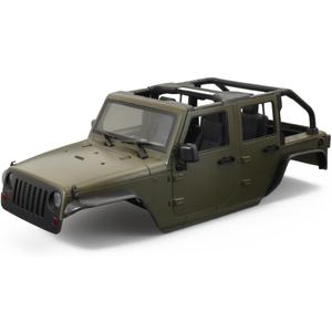 1/10 RC Jeep Wrangler Convertible Hard Shell Kit, for 1/10 RC Crawler TRX4 Axial SCX10 90046 90027 313 Wheelbase Shell Modification Accessories (Military Green)
