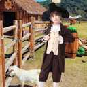 Kids Colonial Costume Boys 18th Century America Cosplay Costume with Hat 7-8Y