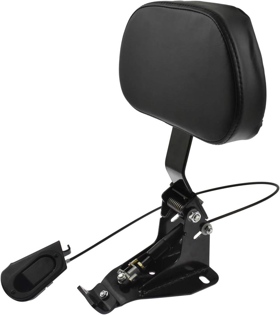 Motorcycle Adjustable Rider Backrest with Pad Foldable Driver Backrest Fit for Harley Touring Road King Street Glide Electra Glide CVO FLHR FLHX FLHT 2009-2025 (#1 Black Arm)