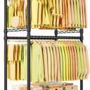 P4 Rolling Clothes Rack Heavy Duty, Clothing Racks for Hanging Clothes, Freestanding Garment Racks with Wheels, Metal Portable Closet Rack 35.5''W  20.5''D  80.5''H, Max Load 560Lbs, Black