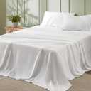 Bedsure California King Sheet Sets - 4 Pieces Soft Cal King Sheets - Breathable & Cooling - Hotel Luxury - Easy Care Polyester Microfiber Bedding for Women, Men, Bright White