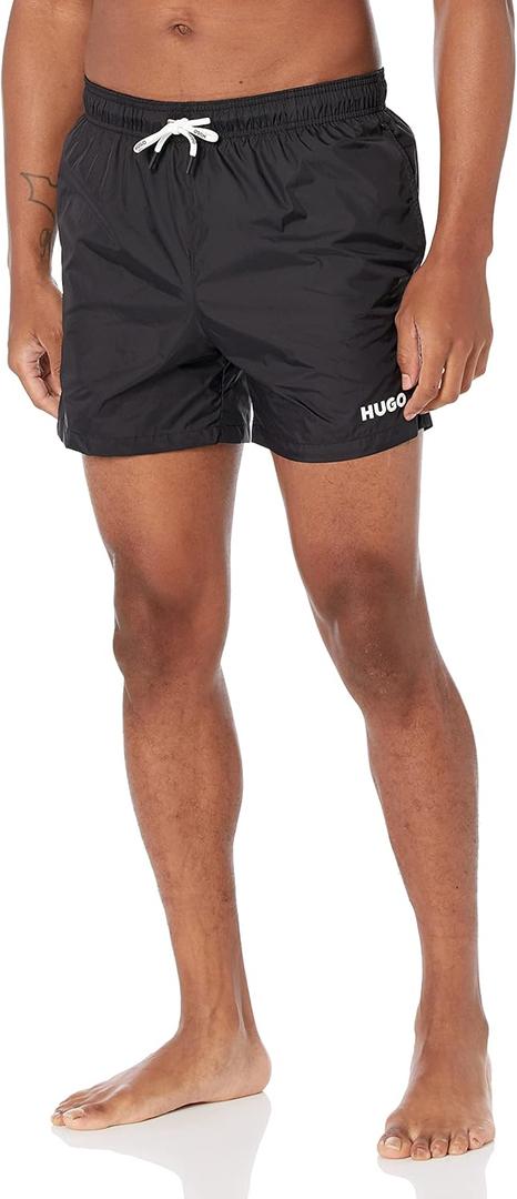 HUGO Mens Reversed Logo Swim Trunks (X-Large, Basic Black)