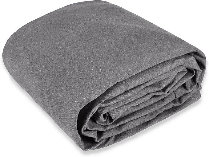 WHITEDUCK 8'x16' Canvas Tarp 18 oz/37 Mil Heavy Duty Waterproof UV Resistant, Rustproof Grommets, Industrial & Commercial Use Cloth Tarp (Finished Size: 7'6"x15'6", Grey)