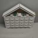 MorTime LED 24 Day Advent Calendar Decorated with Christmas Tree House and LED Lights, Lighted White Wooden Countdown to Christmas Calendar