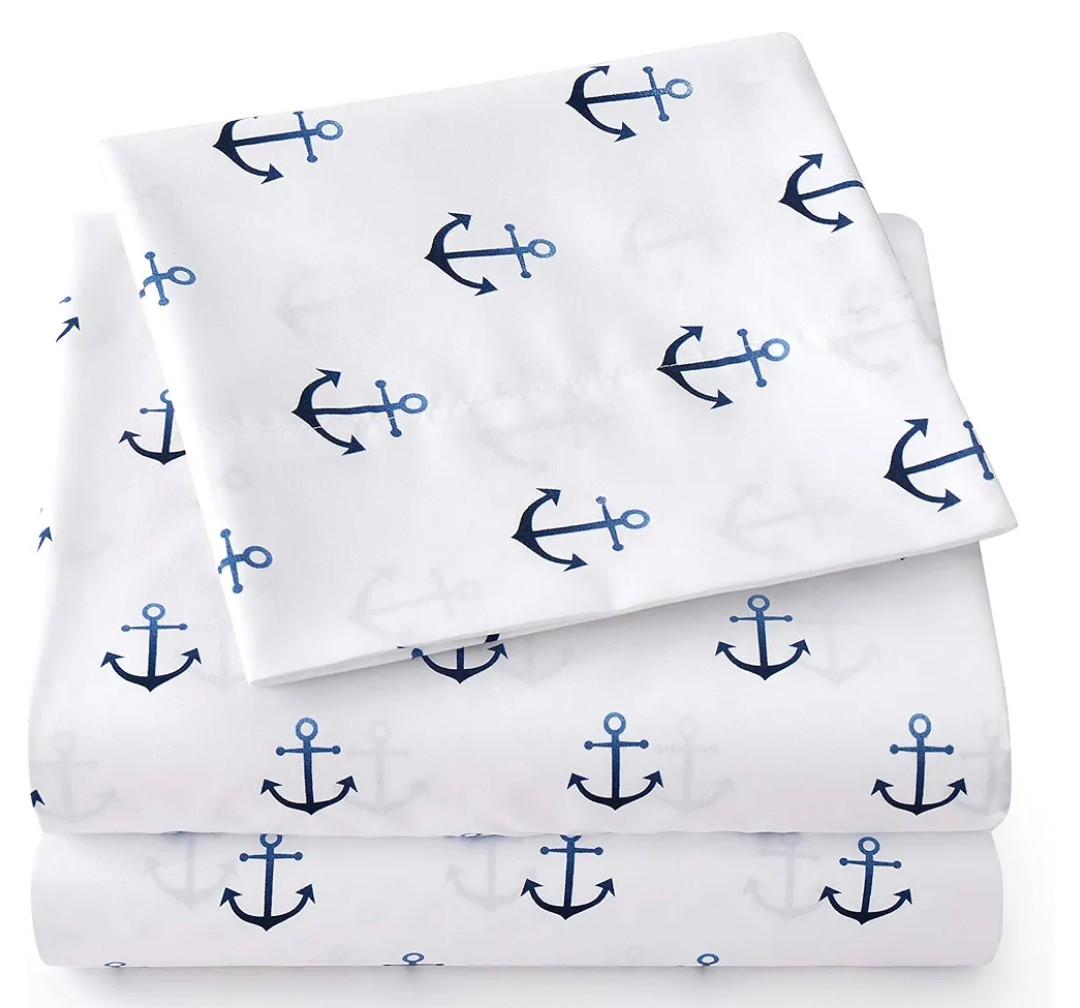1500 Supreme Kids Bed Sheet Collection - Fun Colorful and Comfortable Boys and Girls Toddler Sheet Sets - Deep Pocket Wrinkle Free Soft and Cozy Bedding - Twin, Anchor