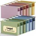 Legal Size Hanging File Folders Extra Capacity,12 Pack Plastic 2" Expandable Hang Folder with Tabs,Hanging File Organizer for File Frame/File Box/File Drawers,Sturdy Folders for Filing Cabinet
