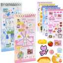 QEF 40 Sheets Kawaii Sticker Book, Japanese Stickers Aesthetic for Scrapbooking, Junk Journal Supplies, Korean Diary Decor, Vision Board, Cute Planner Accessories for Adults (Blue and Pink)