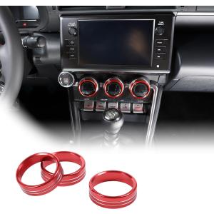 Aluminum Alloy Car Interior Decorations Audio Volume Control Knob for Subaru BRZ Toyota 86 2022 Air Conditioning Knobs Trim Accessories (Air Conditioning Knobs-3Pcs, Red)