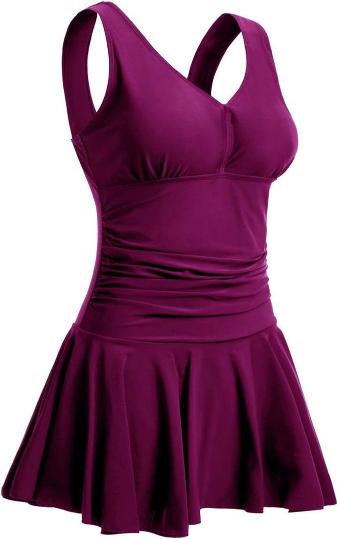 MiYang Women's Plus-Size Shaping One Piece Swim Dresses Swimsuit Fuchsia X-Large (US 16-18)