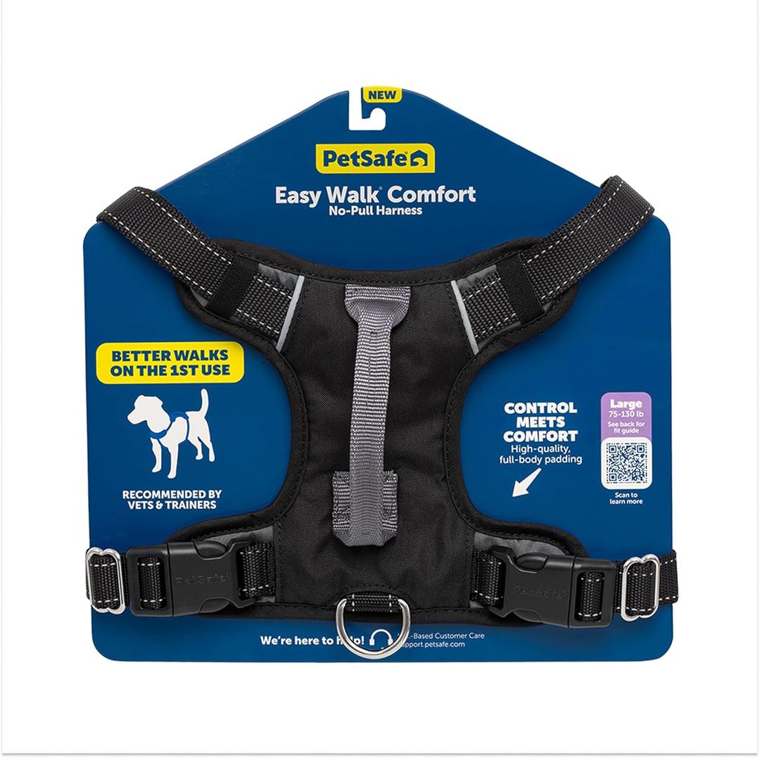 PetSafe Easy Walk Comfort No-Pull Dog Harness Full-Body Padding - Better Walks on the First Use - 5 Points of Adjustment Large, Black