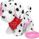 YH YUHUNG Interactive Dalmatian Walking Dog Toy with Leash Remote Dog Toy for Kids, Plush Puppy That Walks, Barks & Wags, Electrnoic Pets Soft Interactive Stuffed Animal, Battery Powered Puppy, 3+