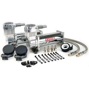 VIAIR 444C Dual Air Compressor for Air Suspension (2 Pack) 12V Continuous Duty Cycle Compressor for Air Tanks, Bags & Air Horns 200 PSI (Chrome)
