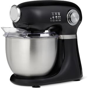 Amazon Basics Tilt-Head Stand Mixer with 5.3Qt Bowl, Dough Hook, Beater and Whisk, 12 Speeds, 350W, Black
