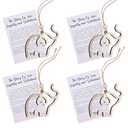 CRAFTYMELODY 4 Sets Wooden Friendship Elephant Ornament with Paper Story Card Hollowed-Out Elephant with Jute Twine Pendant Special Bond Decor Hanging Ornaments Best Friends Birthday Gifts for Women