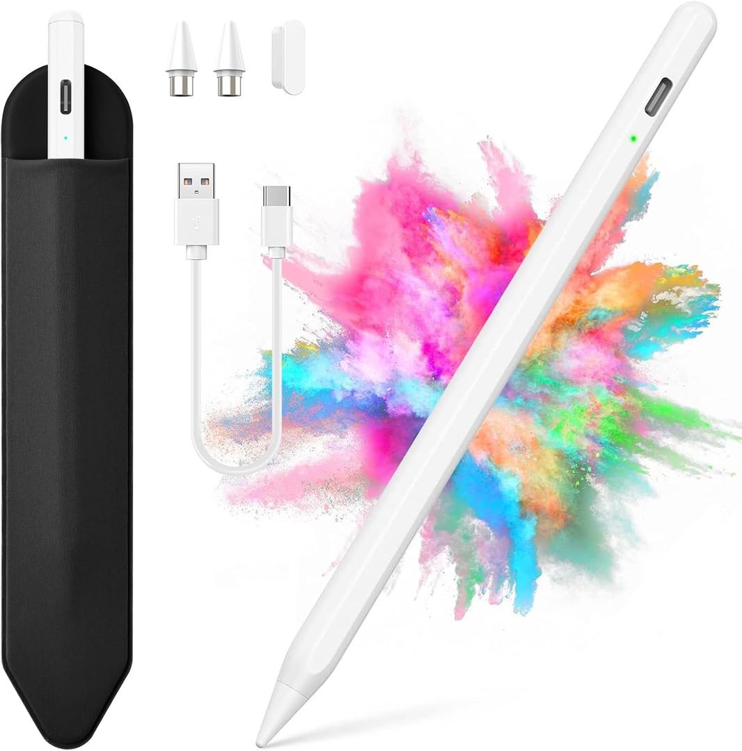 Stylus Pen for iOS&Android Touch Screens, Active Pencil for Samsung, Smart Digital Stylus Pens for Lenovo/Vivo/Mi/HUAWEI and Other Tablets, iPhone/Samsung/Google Pixel Smart Phones for Drawing&Writing (White)