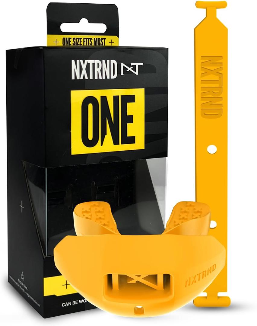Nxtrnd One Football Mouth Guard, Strap Included, Fits Adult & Youth (Yellow)