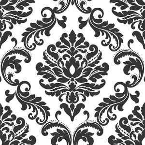 NuWallpaper NU1646 Ariel Black and White Damask Peel & Stick Wallpaper, Multicolor