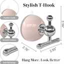 T-Bar Suction Cup Hooks for Shower - Suction Cup Wreath Hanger for Front Door, Reusable, Multifunctional Hooks for Bathroom Window Door Glass Kitchen (Pink, 4-Pack)