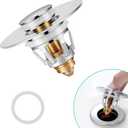 Sink Stopper, Bathroom Sink Drain Strainer with Hair Catcher, for 1.04~1.97 Drain Hole, Brass Universal Drain Cover, Pop Up Basin Plug