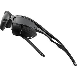 BIRCEN Sport Polarized Sunglasses for Men - Women: UV Protection Fishing Glasses for Driving Running Cycling (A-black Frame Black Lens)