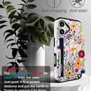 Compatible for iPhone 16 Plus Case Cute with Card Holder Shockproof Slim Slot Phone Wallet Cover for Women/Watercolor Summer Blooming Floral Flower Meadow Natural