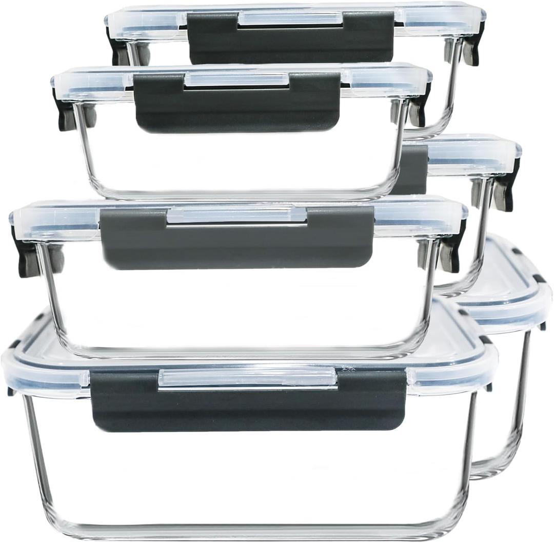M MCIRCO 67.4oz(8.3 cup), 33.8oz(4.2 cup)& 18.6oz(2.1 cup) Extra Large Glass Food Storage Containers Set with Lids, 6 Pack Airtight Glass Storage Container for Microwave,Oven,Freezer Dishwasher