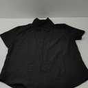 GUANYY Women's Short Sleeve Button Down Shirt Womens Shirts Dressy Casual Business Work Blouses V Neck Collared Tops (X-Large, Black)