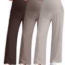 3 Pack Women's Maternity Pants Loose Wide Leg Pregnancy Sweatpants Over The Belly Lounge Pants Pajama with Pockets