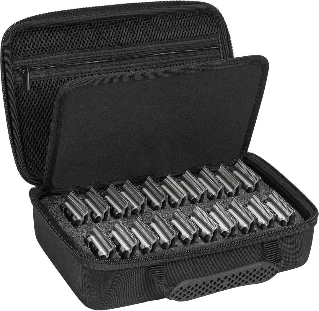 TORIBIO Hair Clipper Blade Storage Case for Barbers and Stylists, Holds 20 Metal Guards for Andis, Oster, Wahl, Babyliss Detachable Clippers
