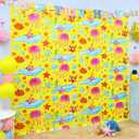 5 x Ocean Themed Birthday Decorations, Cartoon Themed Party Supplies, 2 Pack 3.3 x 6.6ft Starfish Jellyfish Pattern Tinsel Foil Fringe Curtains Birthday Photo Booth Prop Backdrop for Kids