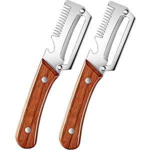 2Pcs Multi Functional Vegetable Peeler for Kitchen, with Bottle Opener and Wooden Handle, 3-in-1 Stainless Steel Kitchen Tool for Fruit Potato Pumpkin(3 in 1)