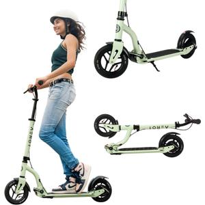 Aero Big Wheels Kick Scooter for Kids 6+, Teens & Adults | Light Up Wheels, Hand Brake, Rubber Deck Mat & Shock Absorption | Foldable & Height Adjustable