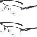 2 Pack Men's Bifocal Reading Glasses Clear Top Blue Light Blocking,Lightweight Rectangular Semi-Rimless Metal Frame TR90 Temples Readers,3.0x