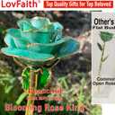 Valentine Gift Real Rose Dipped 24K Gold with Crystal Stand, Best Anniversary Rose Gift for Her Wife Mother Birthday Christmas (C21. Teal Blue -Thick Gold Blooming)