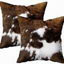 TOMWISH 2 Packs Hidden Zippered Pillowcase Christmas Cowhide Accent 20X20 Inch, Decorative Throw Custom Cotton Pillow Case Cushion Cover for Home