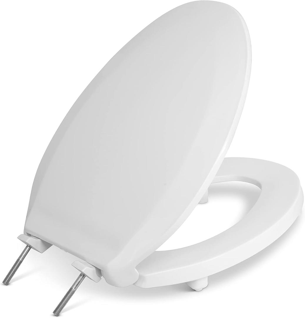 Centoco 2 inch Raised Toilet Seat for Seniors, Elongated, Closed Front with Cover, Plastic, Made in the USA, HL800STS-001, White