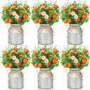 Mimorou 6 Sets Summer Tangerine Orange Centerpieces for Tables Artificial Fruit Daisy Plant with Mason Jar Vase Fake Cutie Orange Little Cutie Baby Shower Decoration for Home Party Decor