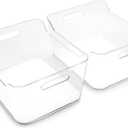 BINO | Plastic Storage Bins, X-Large - 2 Pack, Clear | THE SOHO COLLECTION | Pantry Organizers and Storage Containers Fridge Organizer Bins Kitchen Cabinet Organizer Medicine Cabinet Organizer Bin