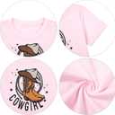 Western Shirts for Women Cowgirl Boots Hat Shirt Vintage Cowgirl Fringe Tops Short Sleeve (Pink, M)