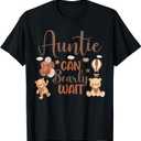 Auntie Can Bearly Wait Bear Gender Neutral Boy Baby Shower T-Shirt (Small, Black)