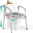 PELEGON Raised Toilet Seat with Handles (400lb) - Adjustable Height & Width Toilet Chair with Arms, Toilet Riser with Handles, Toilet Chair Over Toilet, Handicap Toilet Seat for Elderly (Grey)