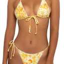 Bikinis Swimsuit Set for Women Swimwear Triangle Bathing Suit Tie String Thong (Medium, Yellow)