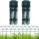 2 Rolls Green Garden Fence Border, 14 in x 40 Ft Metal Folding Fence Wire Roll Garden Border Edging, Garden Fence Roll Flower Bed Fencing for Outdoor Yard