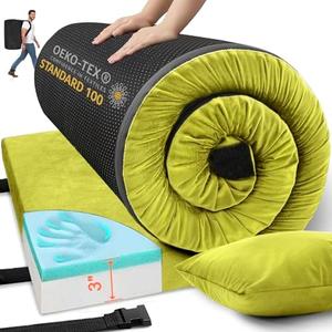 Airpanda Memory Foam Camping Mattress Sleeping Pad, 3" Thick Waterproof Portable Roll Up Sleeping Mats & Floor Mattress Pad with Pillow + Travel Bag for Camping Car Truck SUV Tent Sleepover Kids Adult Size: Cot: 72"x24"x3"