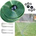 100 FT 50FT*2 Flat Sprinkler Hose for Lawn Watering Garden Soaker Hose with Holes, Heavy Duty Lightweight No-Kink Water Hose with Stakes, Irrigation Hose, Great Fun for Kids and Dog