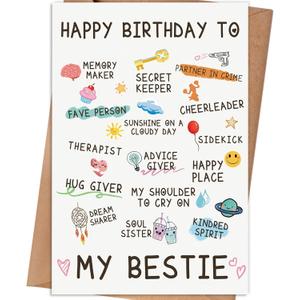 17 x Bestie Birthday Card,Best Friend Birthday Card Gifts for Women Sister, Bestie Birthday Gift, Friendship Birthday Card