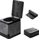 ZENFUN Portable Camping Toilet, Foldable Toilet for Adults, Porta Potty with Thick Black Garbage Bag for Outdoor Emergency, Waterproof Luggable Loo, Hiking, Car, Travel (Black and Grey)